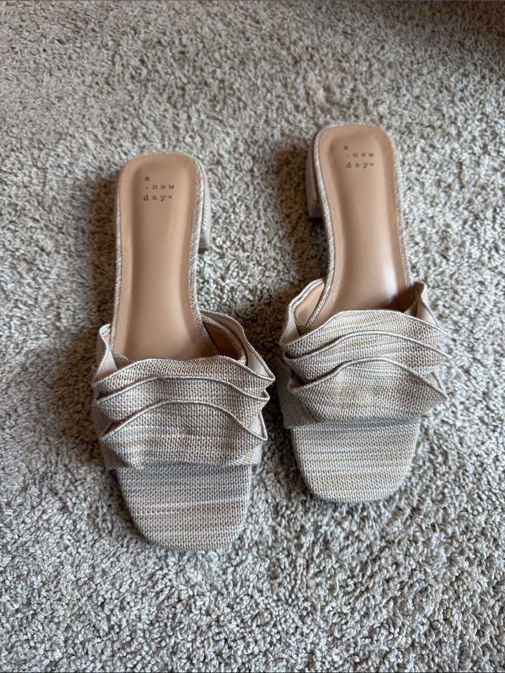 a new day Neutral Beige Ruffle Slide Sandals